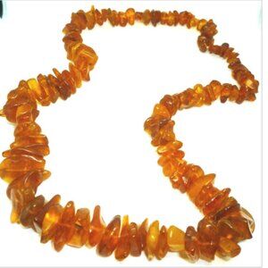 VINTAGE BALTIC MULTICOLOR DARK BROWN POLISHED AMBER CLUSTER SM BEADS NECKLACE